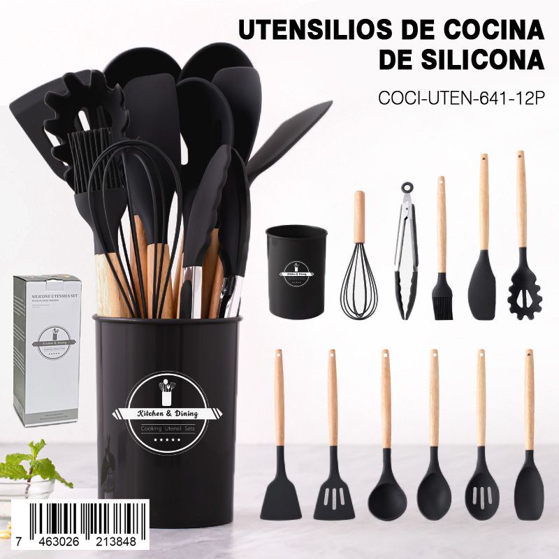 Utensilios de cocina de silicona 12 pieza