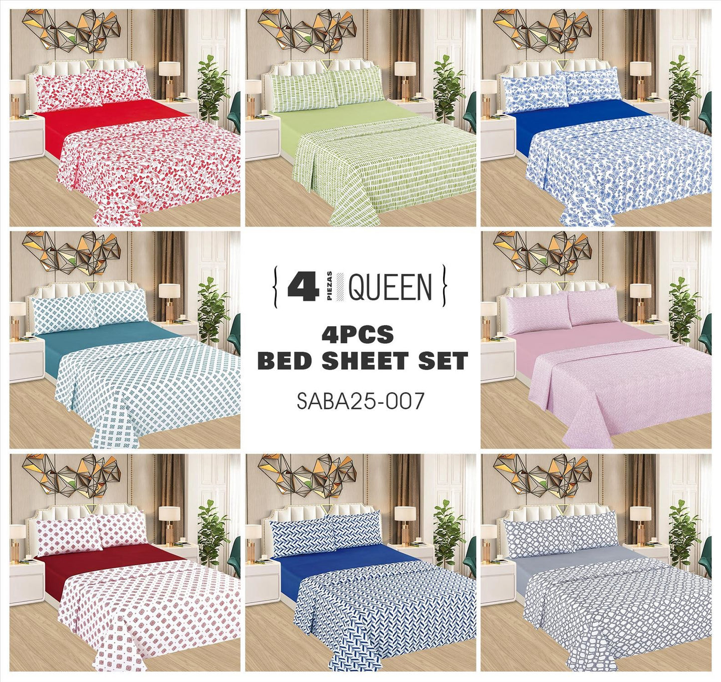 Sabana de 4 pieza Queen y King