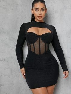 Vestido Negro corto con malla