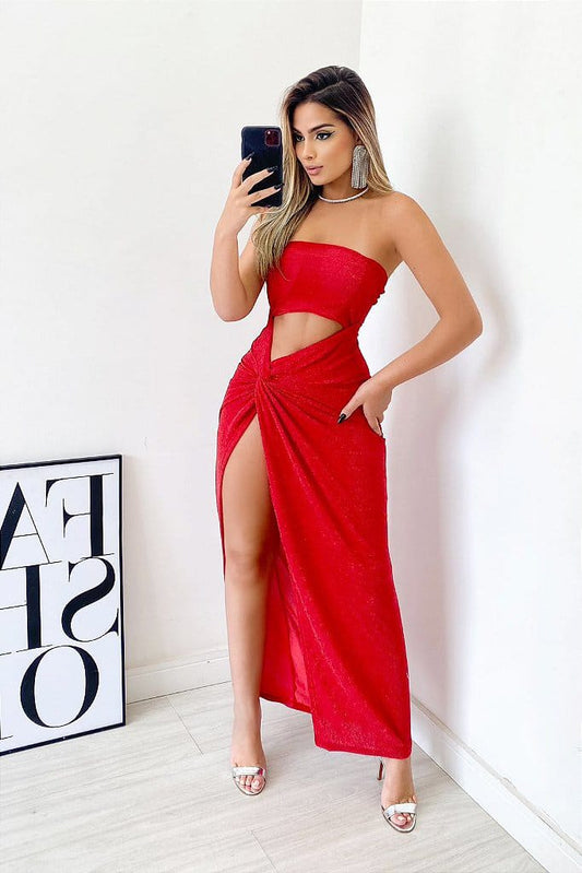 Vestido Rojo Strapless