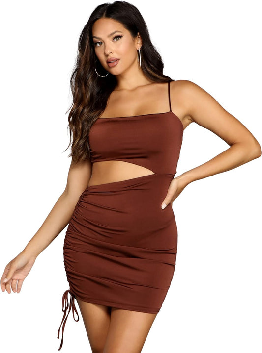 Vestido marron con abertura