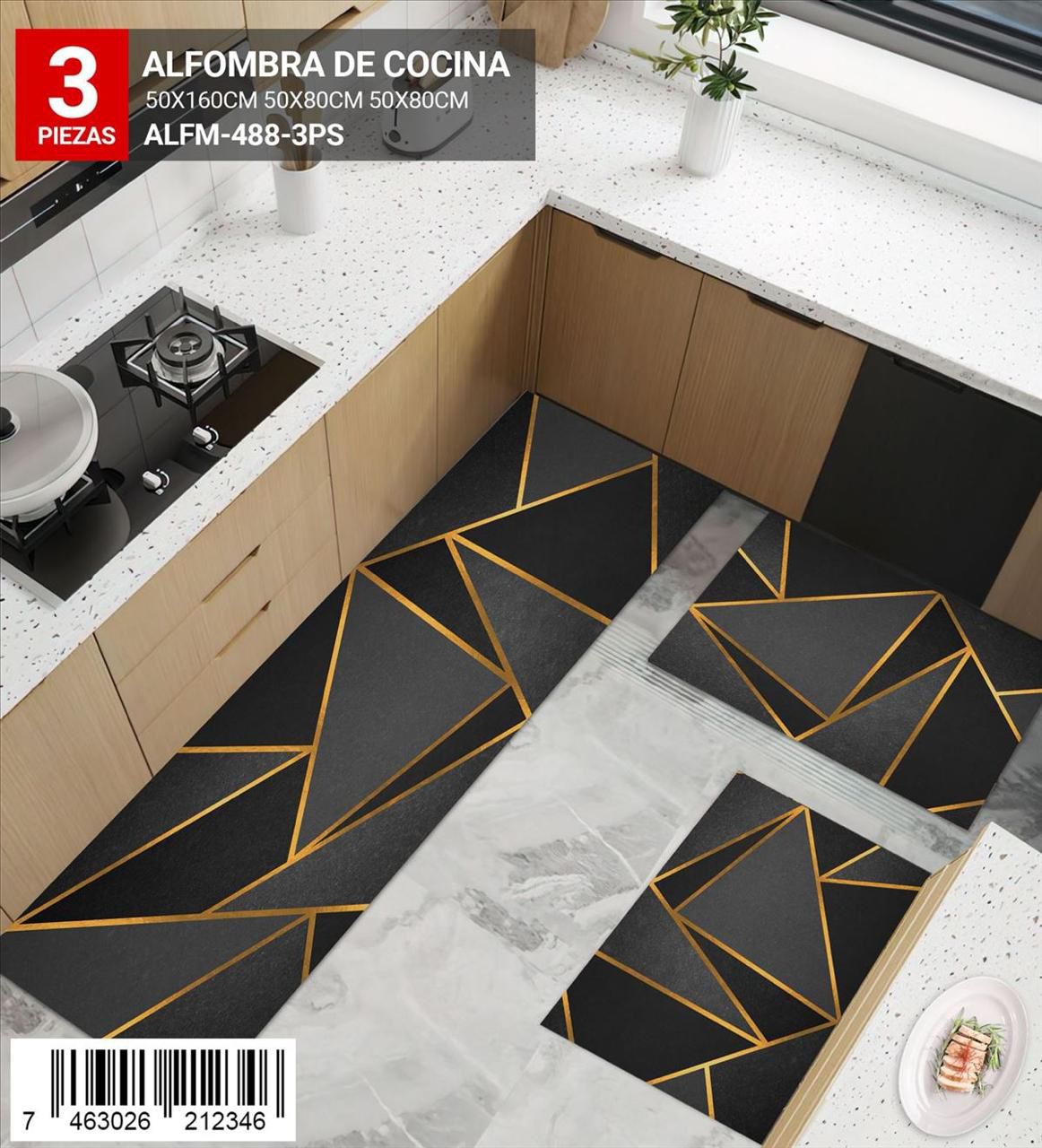 Alfombra de cocina 3 pieza