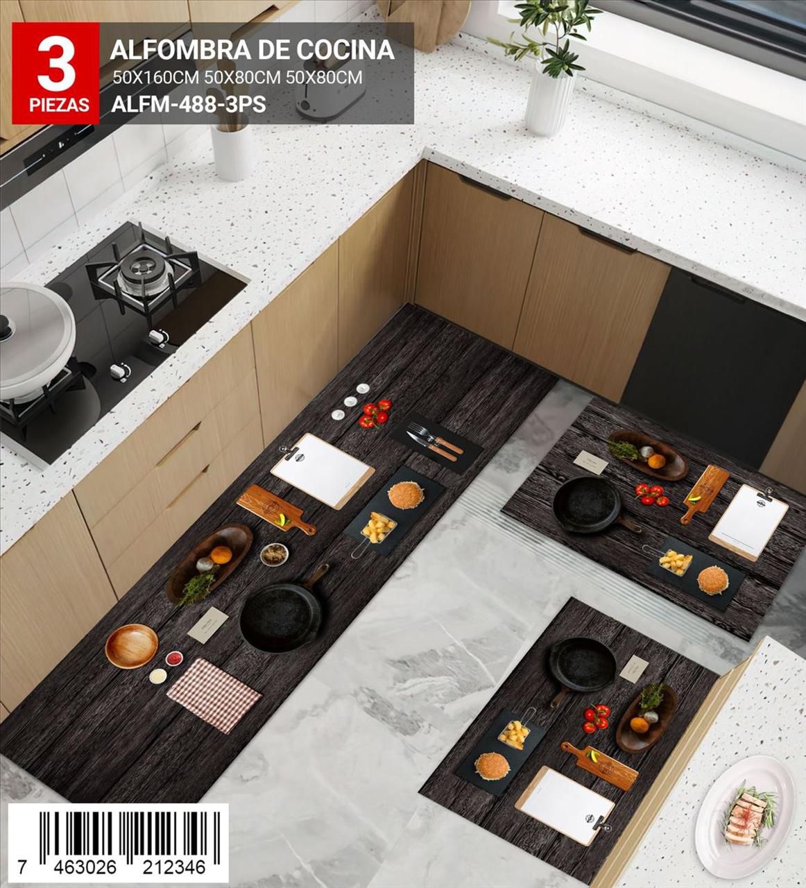 Alfombra de cocina 3 pieza